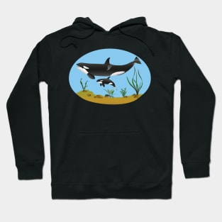 Killer whale with cub Hoodie